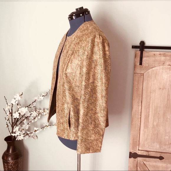 JM Collection Animal Print Zip Front Jacket Size 16 - Picture 4 of 6